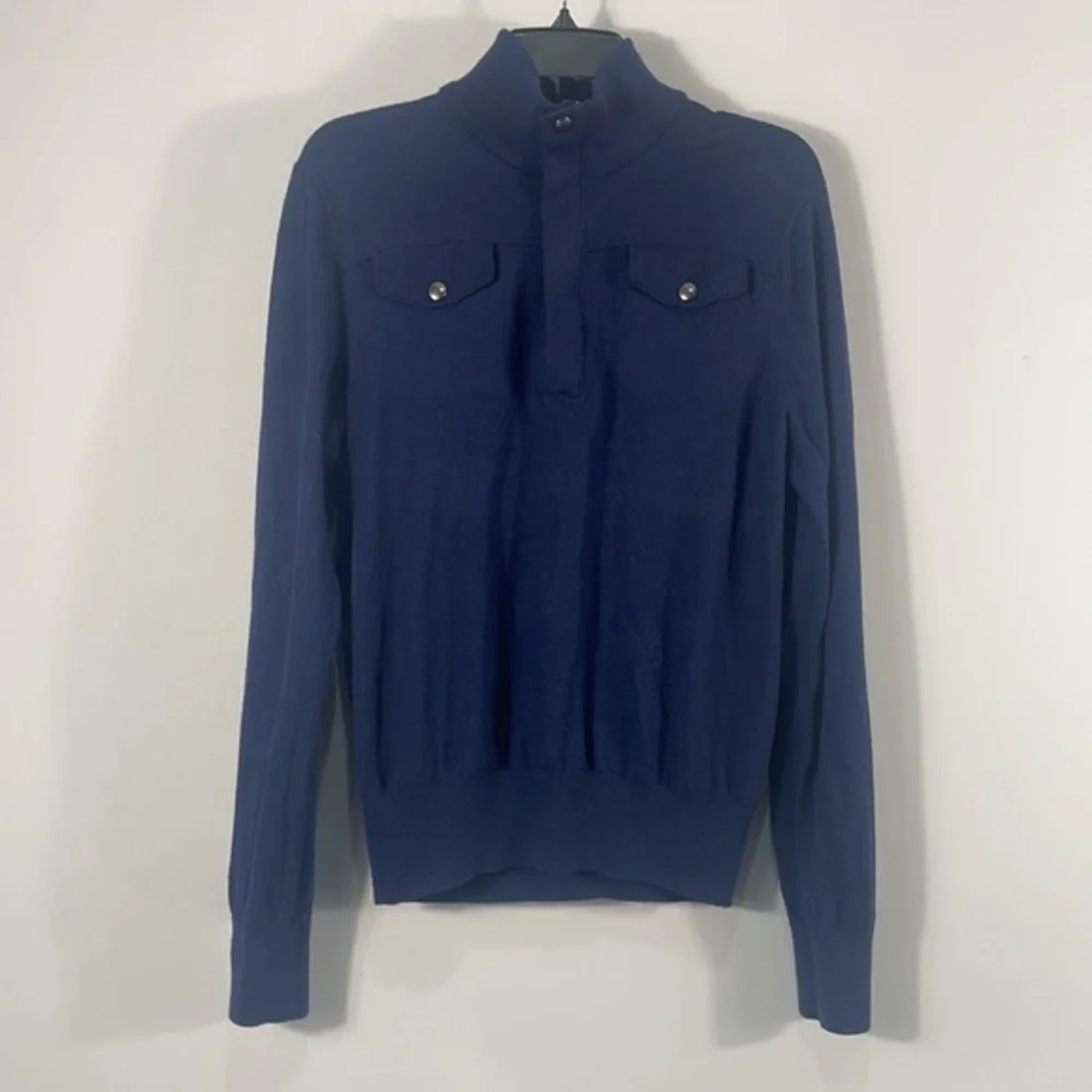 Banana Republic Navy Blue, Quarter Zipper, V neck, Turtleneck, Sweater,  Medium